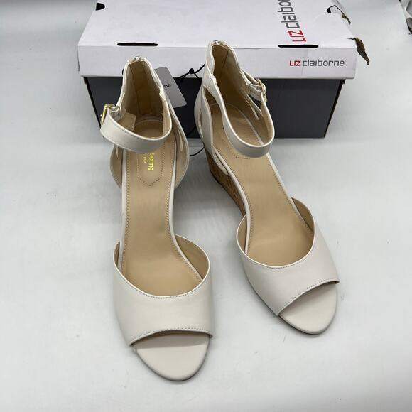 Liz Claiborne Womens Octavia Wedge Sandals White Size 11M - Picture 2 of 15